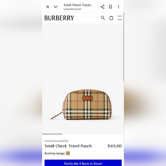 Burberry Burberrys Vintage Nova Check Pouch Cosmetics Bag Small Travel - Picture 15 of 15
